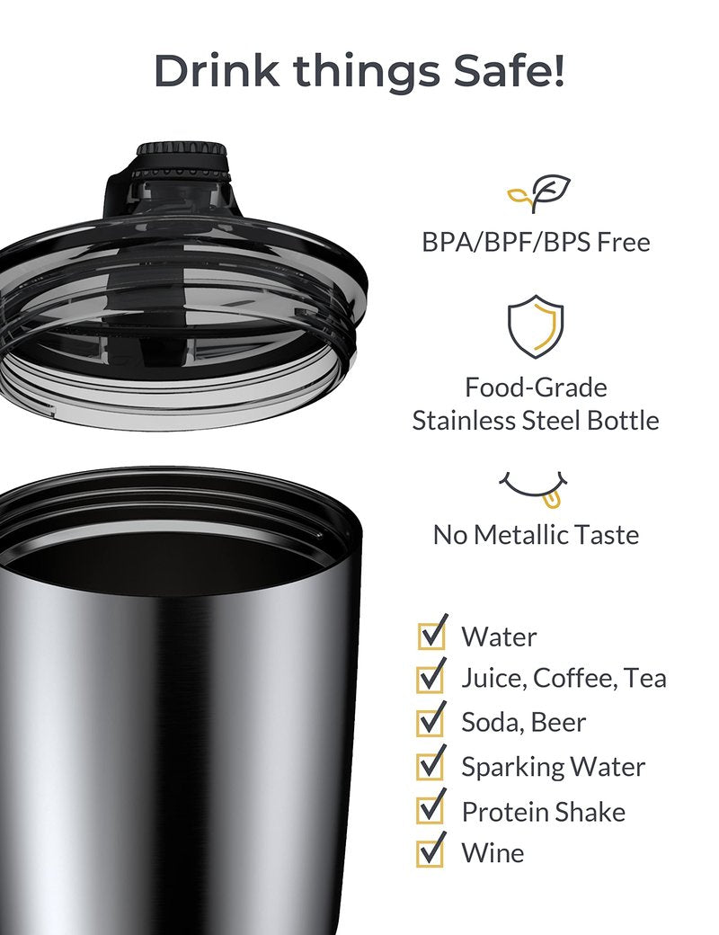 Fizzing.Cool Flipping Cup 100% Leakproof 32 oz Stainless Steel Vacuum Insulated Tumbler with Handle, Easy Clean Protein Shaker Bottle w/Screw Lid, Travel Mug