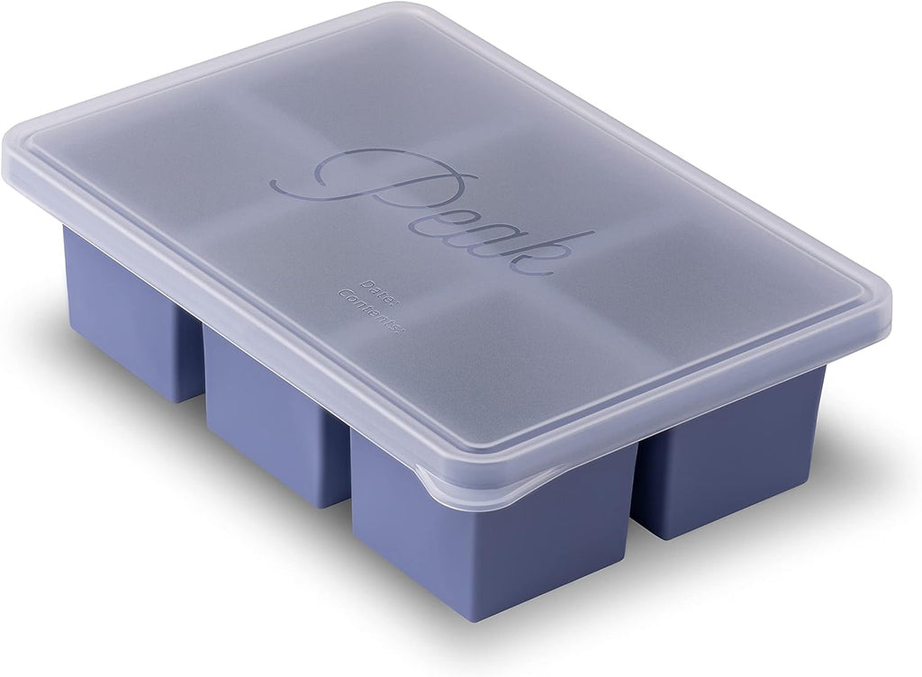 W&P Cup Cubes Silicone Freezer Tray - Blue 6-Cup Portion Maker for Soup, Broth & Leftovers | Dishwasher Safe