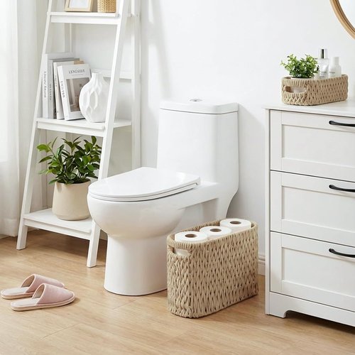 Boho Cotton Rope Woven Toilet Paper Storage Baskets - Set of 2 for 6 Mega Rolls | Brown Bathroom Organizer