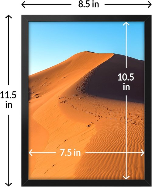 LaVie Home 8x11 Picture Frame - Classic Black Wall Display Frame with HD Plexiglas | Vertical & Horizontal Use