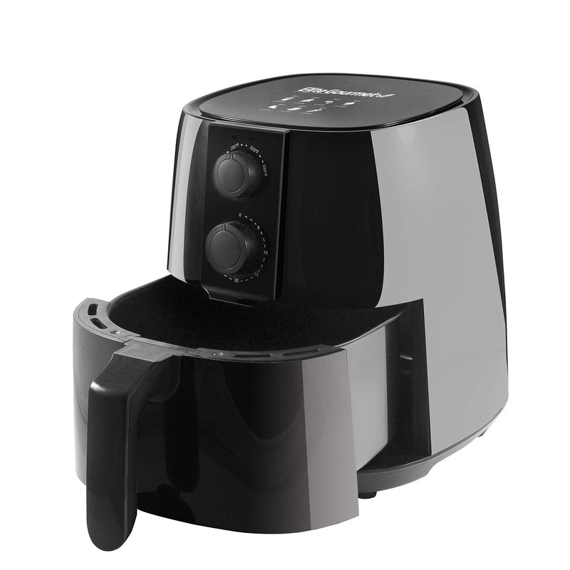 Elite Gourmet EAF-4617X Electric Digital Hot Air Fryer, 1350Watts, Oil-Less Healthy Cooker, Timer & Temperature Controls, 4 Quart, Black