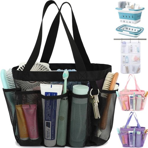 Fammart Mesh Shower Caddy - Portable 8-Pocket Tote Bag for College Dorm & Gym Essentials | Durable & Lightweight