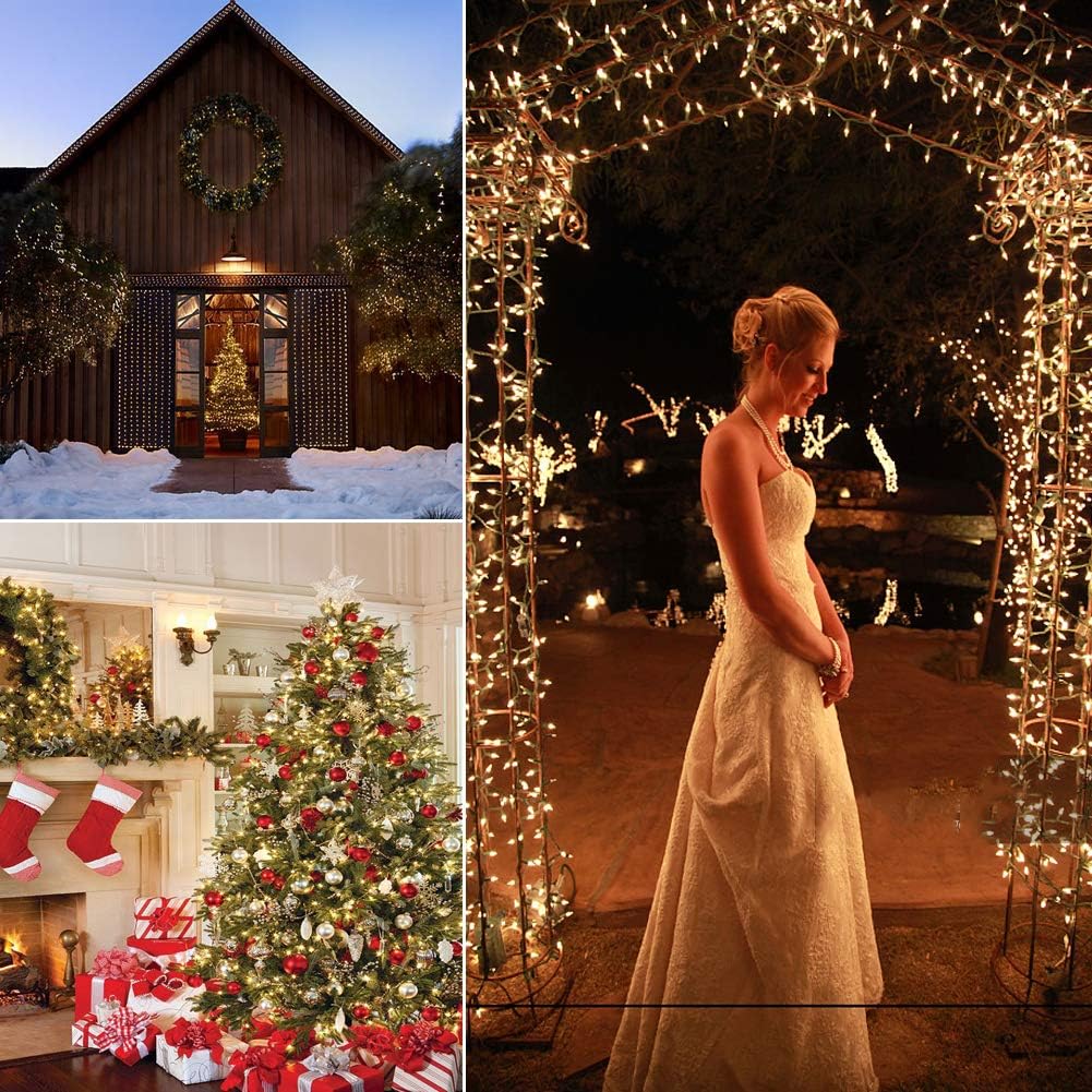 Skiennix Battery Operated Christmas Lights - 18ft 50 LED String Lights with Timer, Waterproof, Warm White | 2 Pack