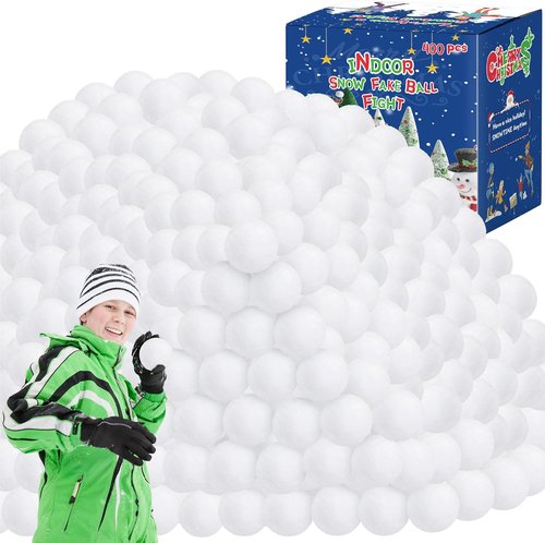 Homiar Fake Snow Balls - 400 Pack Soft Plush Indoor Outdoor Winter Game | Realistic Toy for Kids