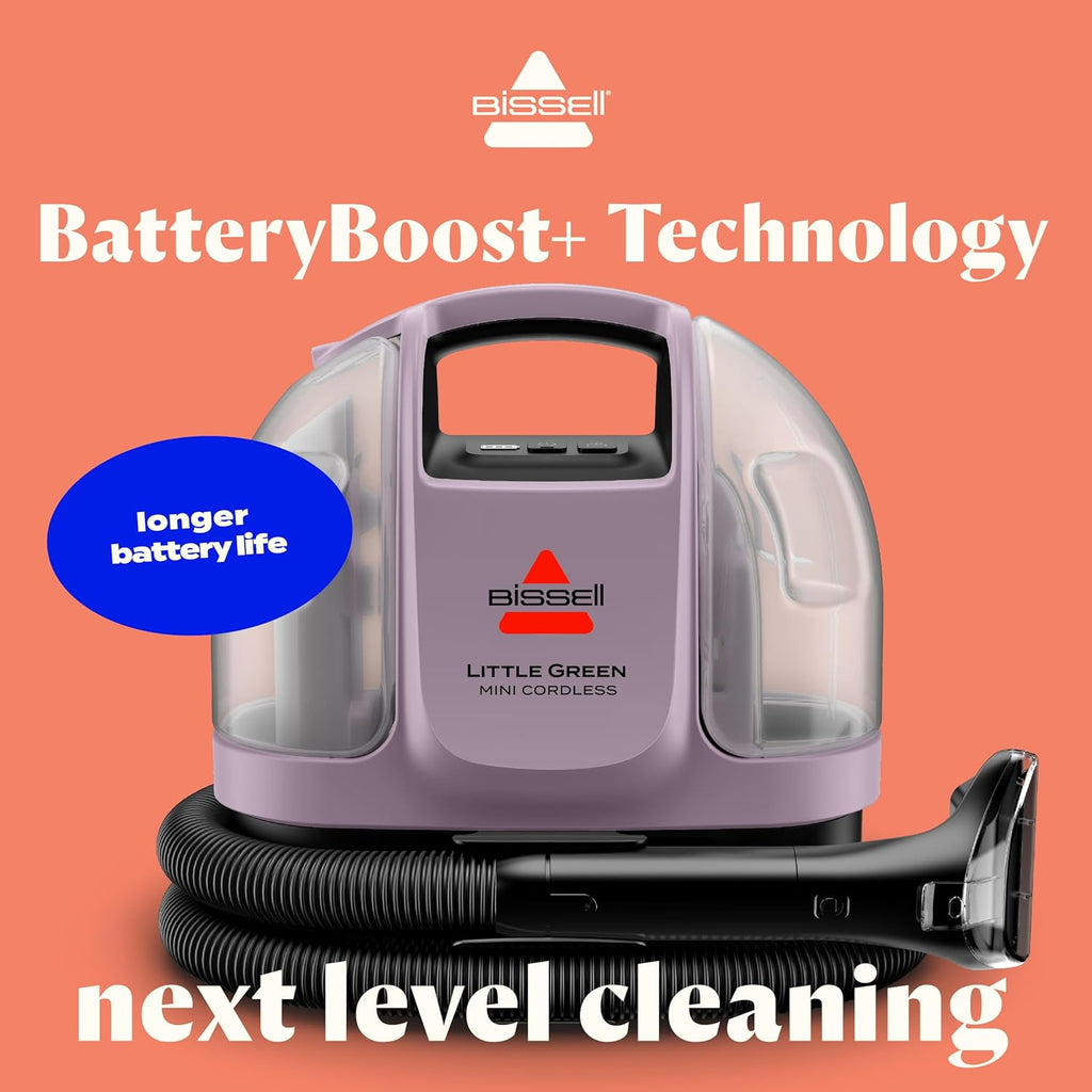 BISSELL Little Green Mini Portable Carpet Cleaner - Cordless Deep Cleaning with HydroRinse Tool | Dusk Pink