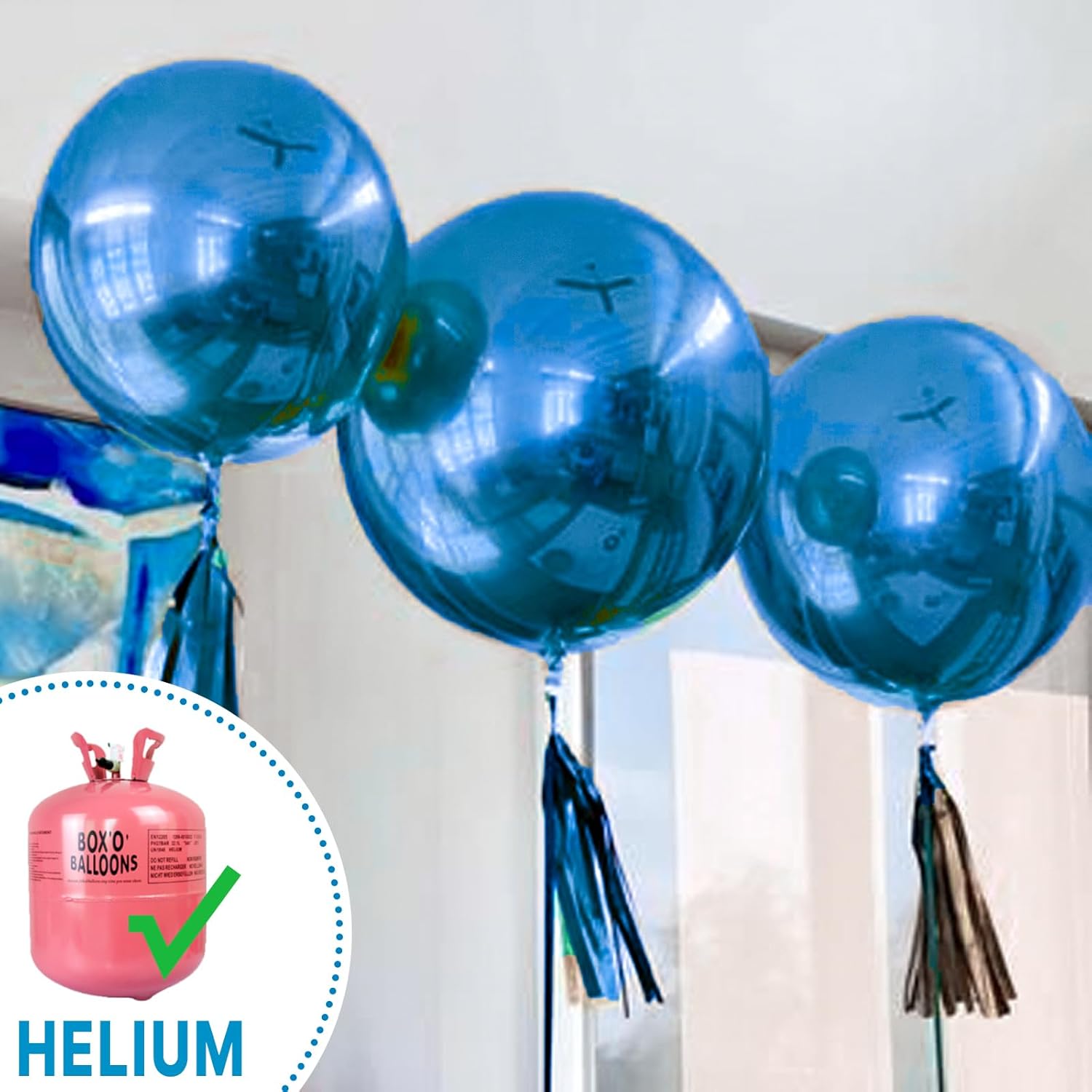 PartyWoo Metallic Blue Balloons - 36 Inch Chrome Latex Helium Balloons for Celebrations