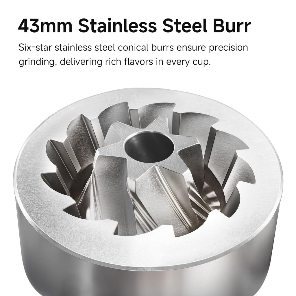 HiBREW G4B Manual Coffee Grinder with External Adjustable Dial - Aluminum Conical Burr Mill, Numerical Settings & Travel Case, Coarse to Fine Grind for Espresso Pour Over Moka Pots. 22g Capacity