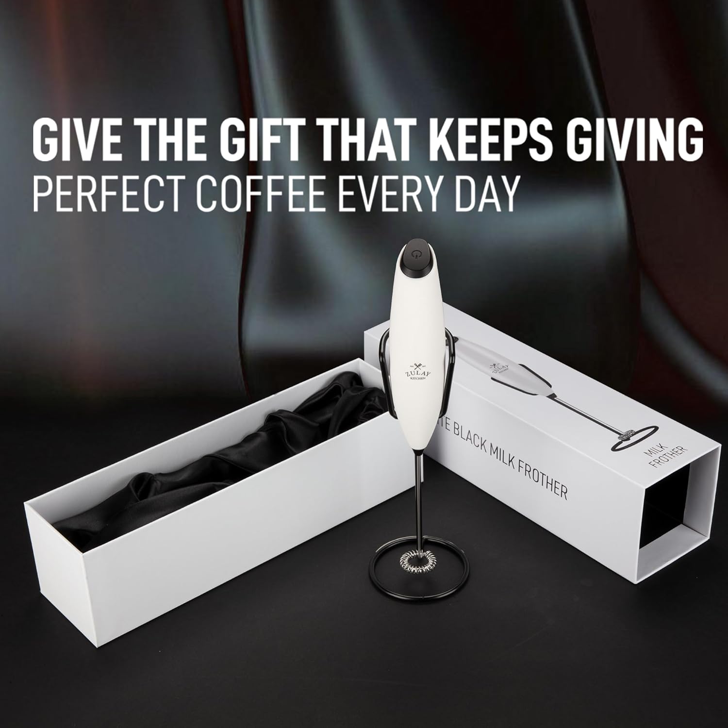 Zulay Kitchen Milk Frother - Luxury Handheld Electric Foam Maker with 4 Duracell Batteries | Perfect for Coffee, Lattes & Hot Chocolate