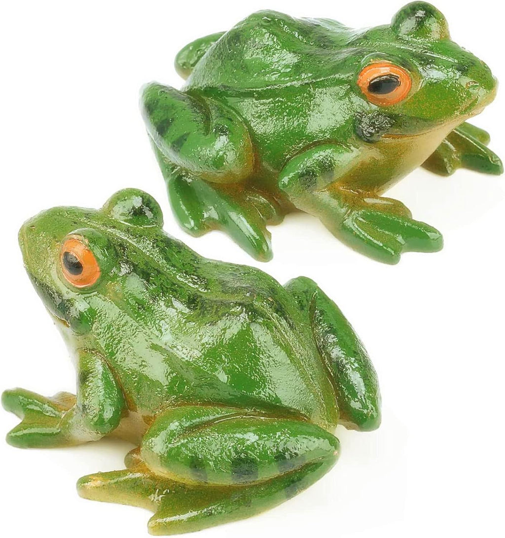 Skiennix Frog Statues - Miniature Resin Sculptures for Garden Decor | 2 Pcs Indoor/Outdoor Ornaments