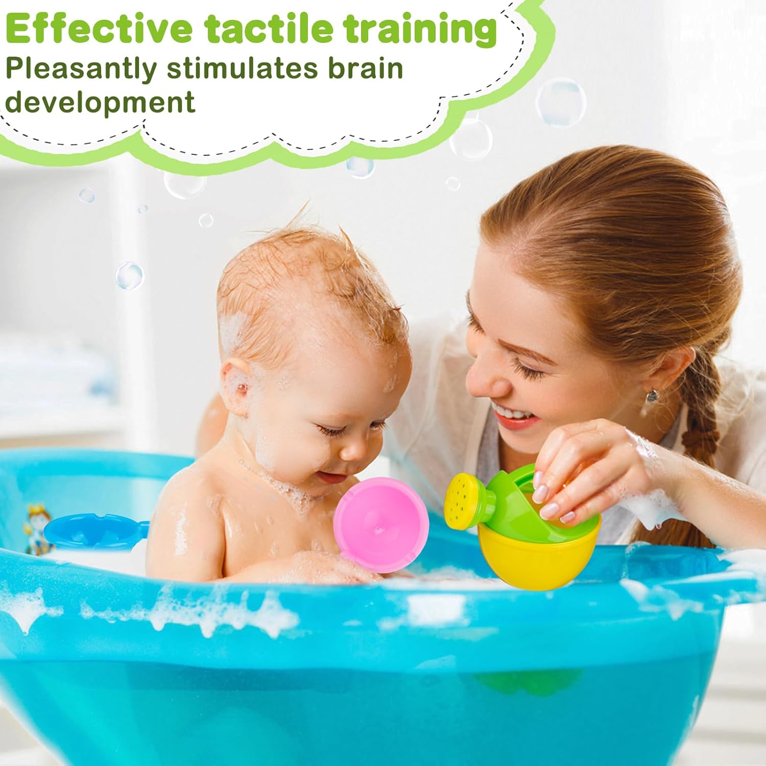 Skiennix Bath Toys for Toddlers 1-3 Years - Easy to Clean, Mold-Free Water Play Set, 3 Pack (Yellow)