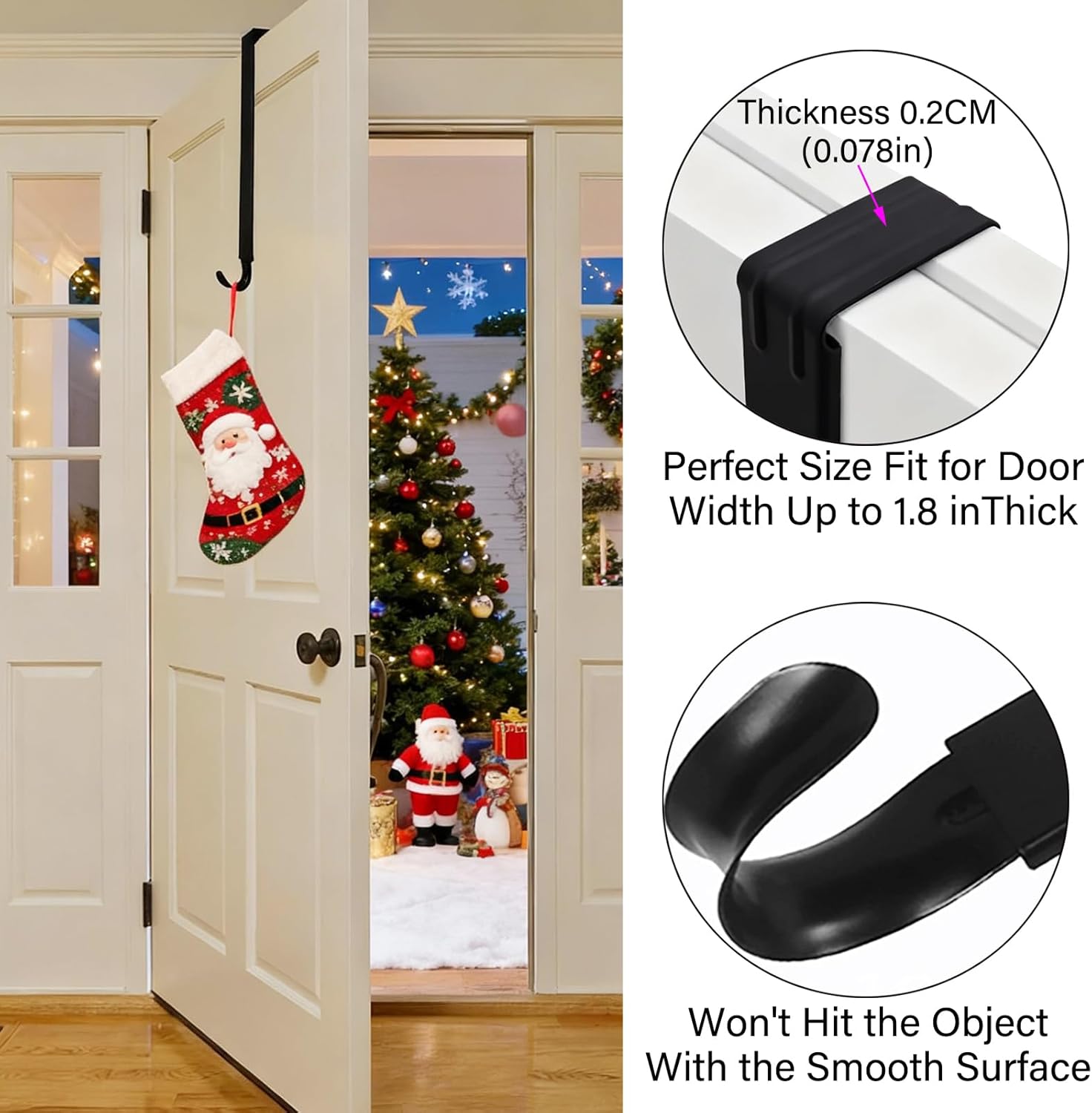 Regine Switzerland Wreath Hanger - Adjustable 15" to 25" for Christmas & Fall Decorations | Black