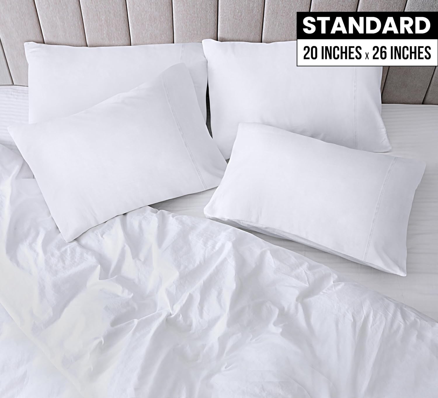 Utopia Bedding Standard Pillow Cases - 12 Pack - Soft Brushed Microfiber - 20 X 26 Inches | Fade Resistant, White
