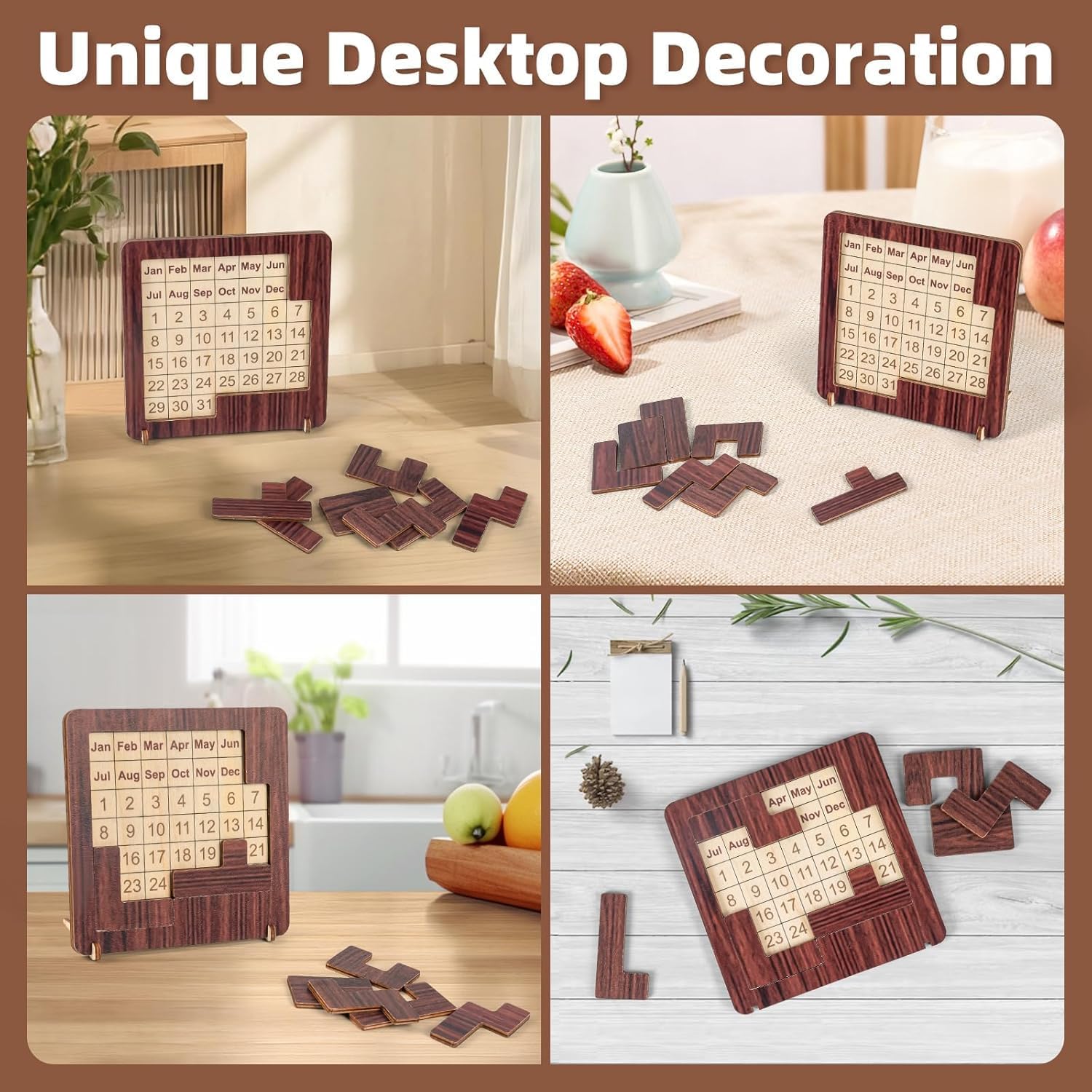 Wooden Calendar Puzzle - 365-Day Interactive Date Tracker | Engaging Logic Challenge for All Ages