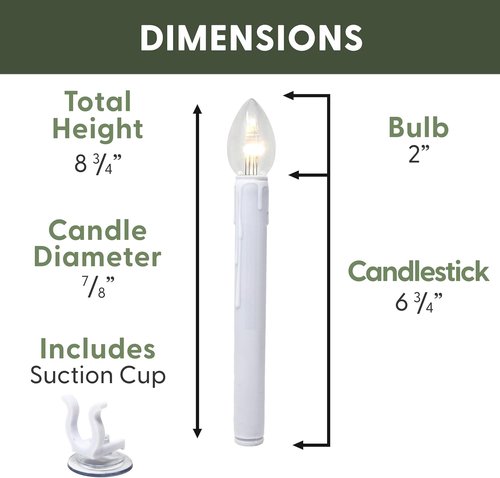612 Vermont Ultra-Bright LED Window Candles - Battery Operated with Timer & Suction Cups | Shatterproof Bulbs, Pack of 4