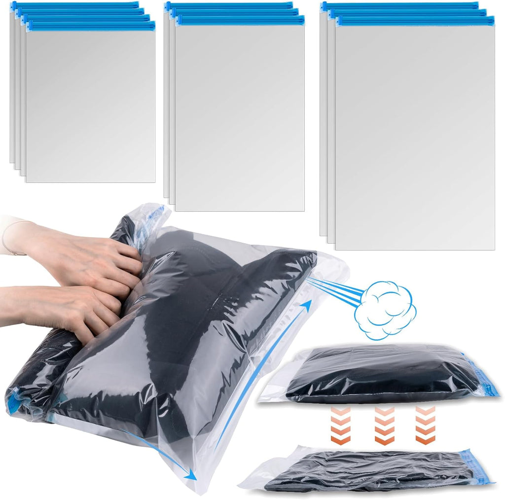 Skiennix Compression Bags - 10 PCS Space Saver Bags for Travel | No Vacuum Needed, 3 Sizes for Clothing Storage