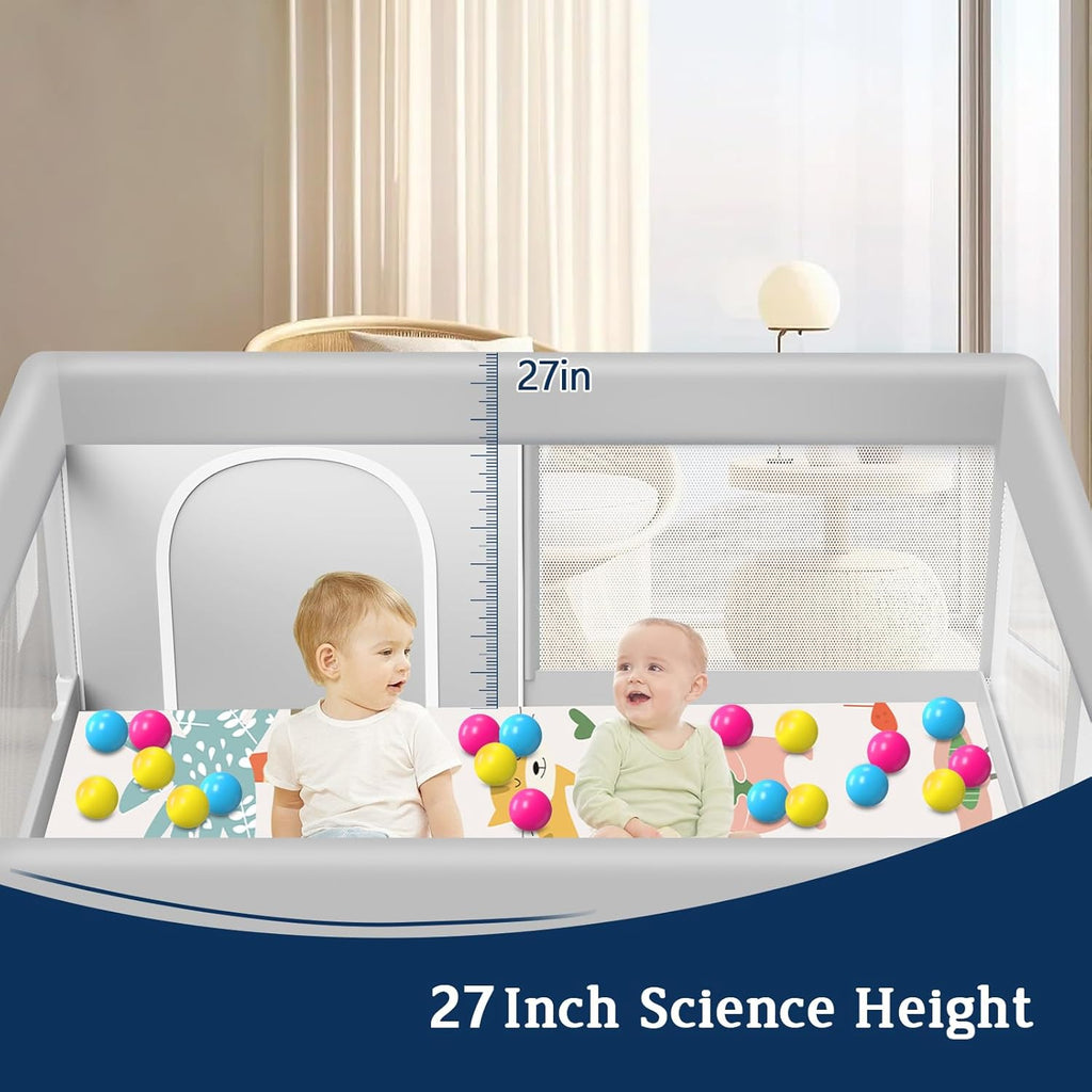 Skiennix Baby Playpen - Waterproof 50x50 Inch Mat for Safe Indoor Play | Toddler Activity Center