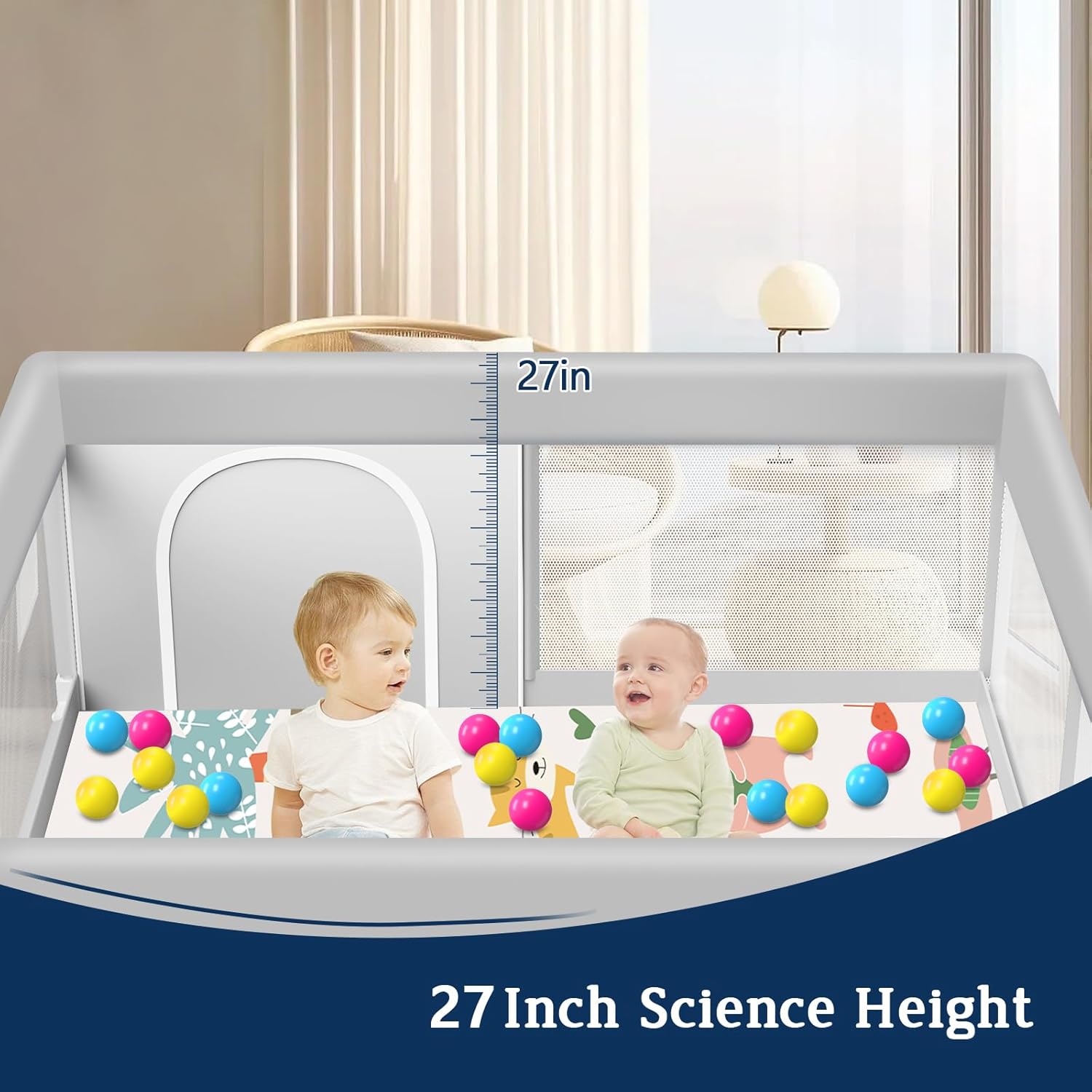 Skiennix Baby Playpen - Waterproof 50x50 Inch Mat for Safe Indoor Play | Toddler Activity Center