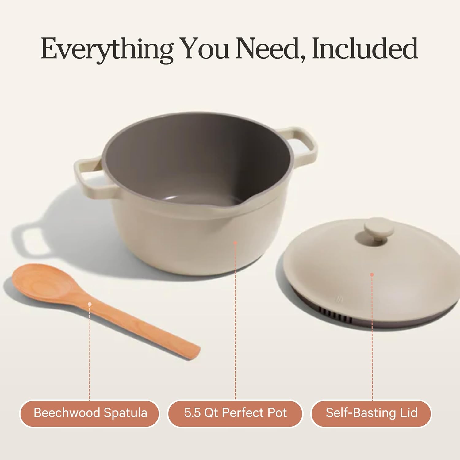 Our Place Perfect Pot - 5.5 Qt Ceramic Cookware with Lid & Spatula | PFAS-Free, Induction & Oven-Safe up to 450°F