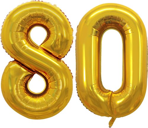 GOER Jumbo 42-Inch Gold Foil Balloons - Perfect for 80th Birthday Party Decorations