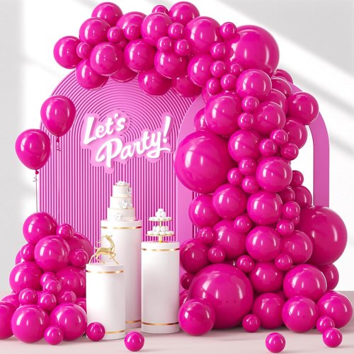 Awenztech Hot Pink Balloon Arch Kit - 120 Pcs of Latex Balloons in Various Sizes for Party Decor
