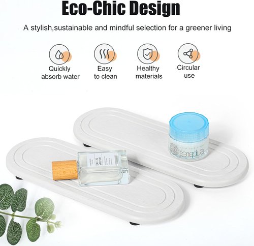 Diatomite Stone Sink Tray Set - Fast Drying Water Absorbing Coasters | 2PCS Kitchen & Bathroom Soap Holders