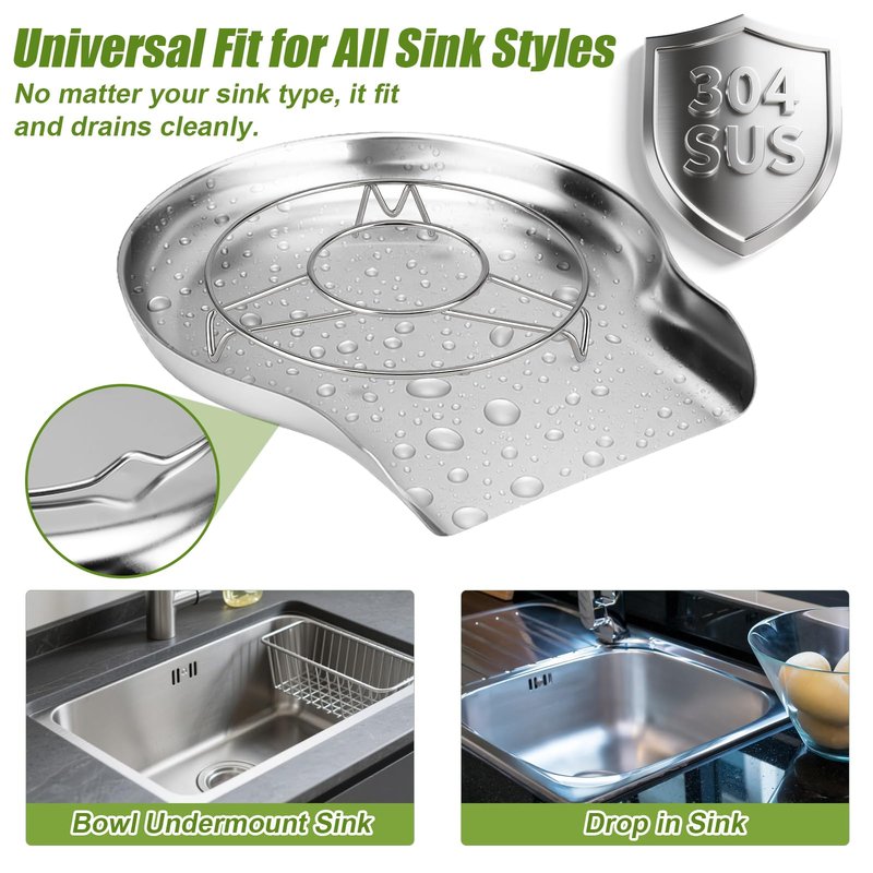Palksky Colander and Strainer Self Drainer Base Plate Stainless Steel for Kitchen, Metal Countertop Draining Tray for Pasta Rice Noodle Fruit Veggie Food Strainer & Ceramic Colander