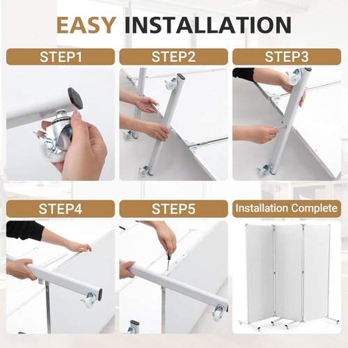 AmazingSpark Mobile Magnetic Whiteboard - 3-Section Portable Dry Erase Board with Stand & Wheels | 72" H x 24" W
