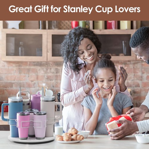 Kssiaz Water Bottle Organizer for Stanley 20/30/40oz, Rotating Stanley Cup Organizer Holder, Bottle Organizer for Stanley Simple Modern Owala Yeti, Tumbler Lazy Susan, White