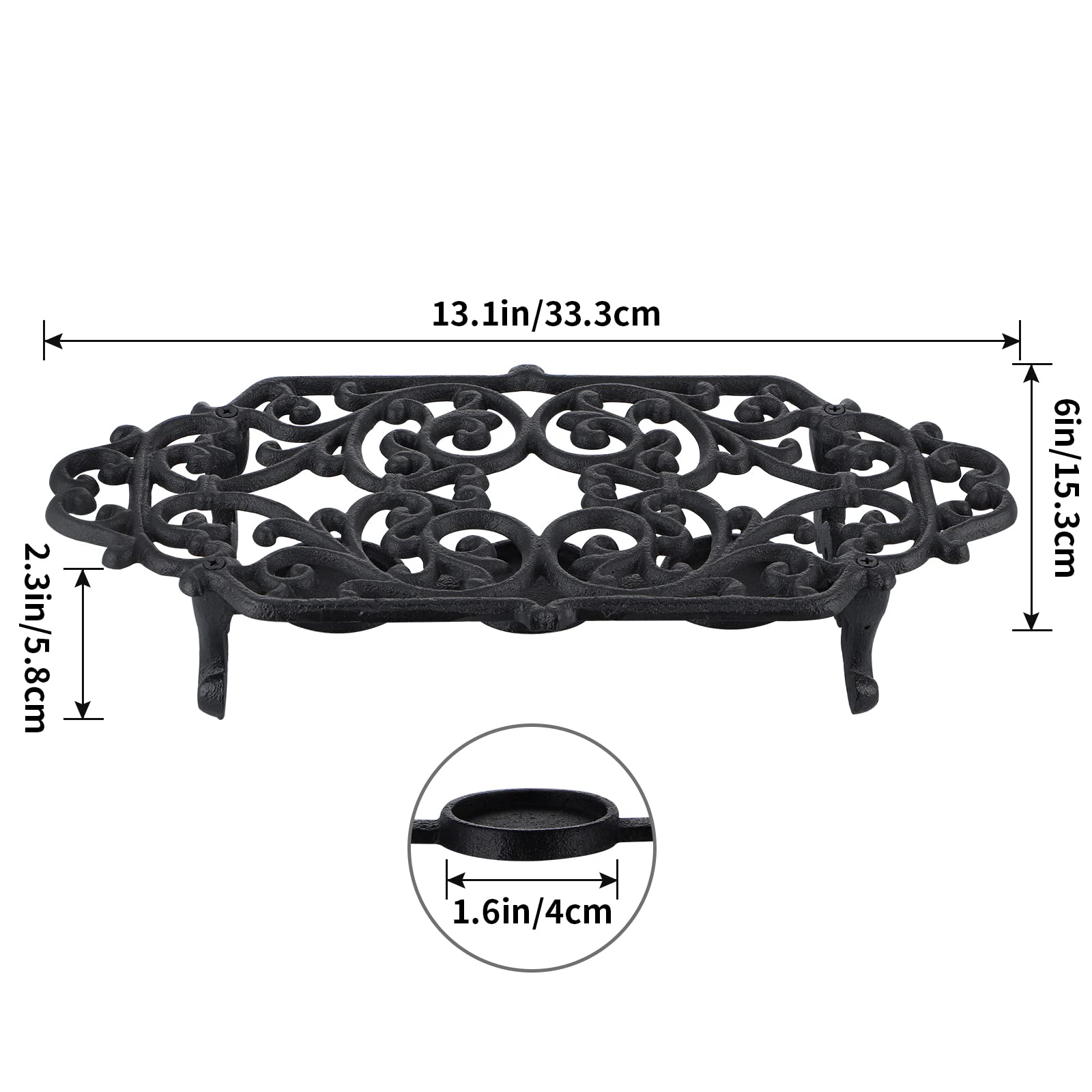 MOLIGOU Cast Iron Teapot Warmer, Teapot Warmer Stand with 3 Tealight Candle Holders, Teapot Heater Base