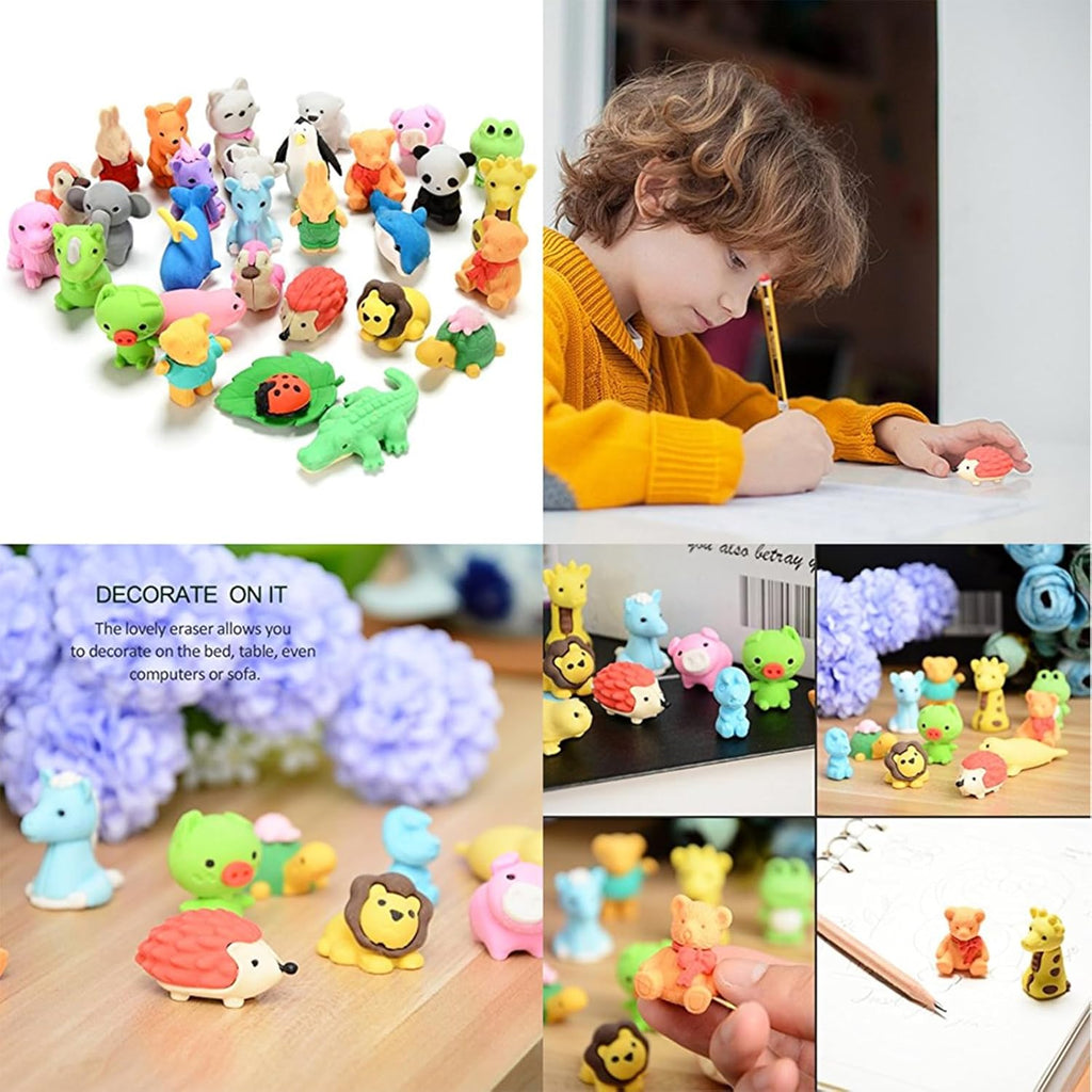 URSKYTOUS 60Pcs Animal Erasers - Fun Desk Pets for Kids | Ideal Classroom Prizes & Party Favors