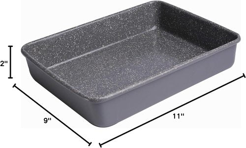 CasaWare Toaster Oven Baking Pan - Ultimate Series Commercial Weight | Non-Stick Ceramic, Silver Granite, 11 x 9 x 2-Inch