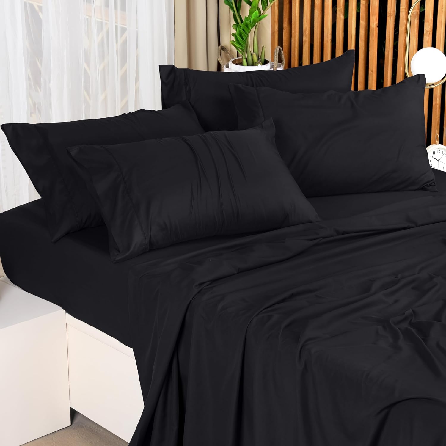 Utopia Bedding Queen Bed Sheets Set - 2-Piece Brushed Microfiber - Fade & Shrinkage Resistant - Easy Care (Black)
