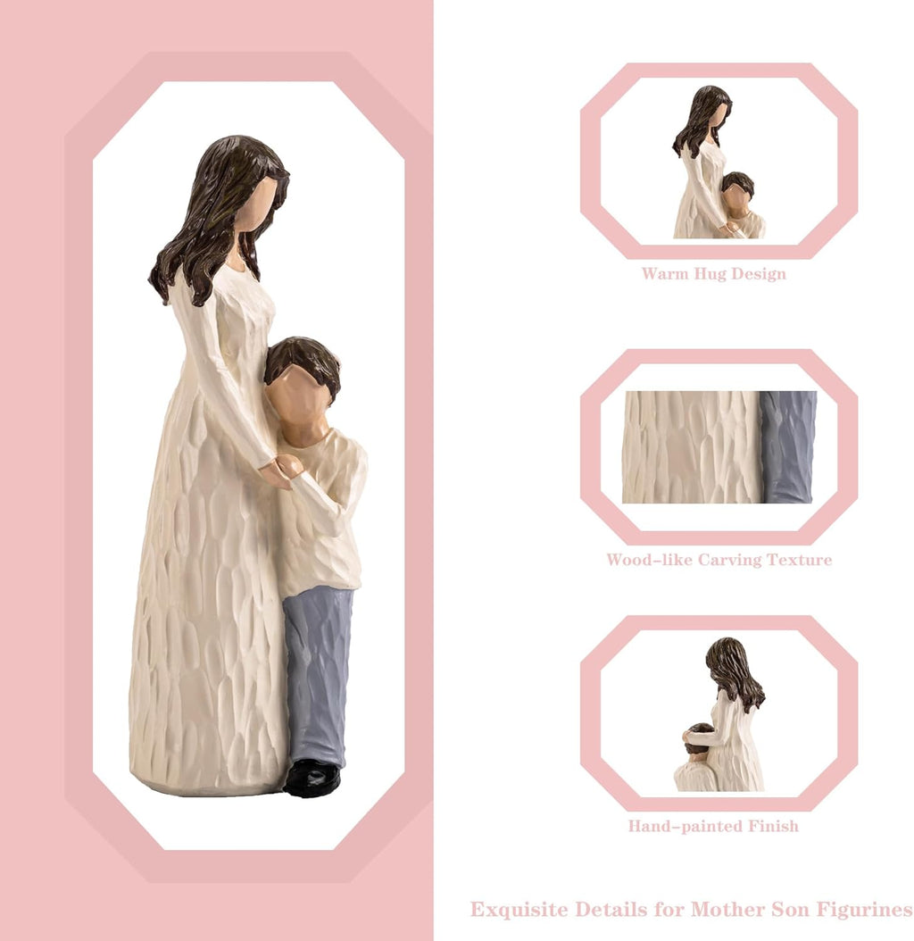 Regine Switzerland Mother and Son Figurines - Hand-Painted Family Sculpture Gift | 9.5" H for Birthdays, Christmas, Mother's Day