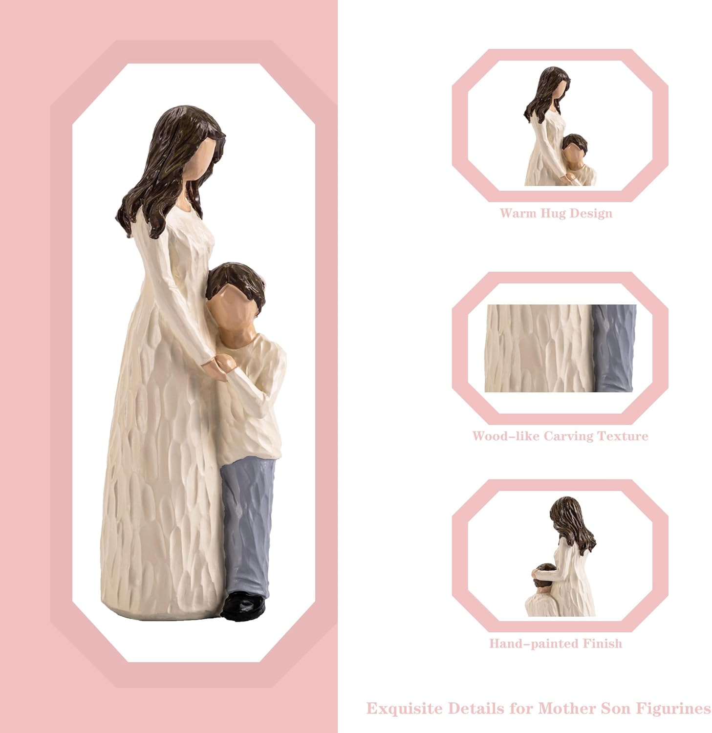 Regine Switzerland Mother and Son Figurines - Hand-Painted Family Sculpture Gift | 9.5" H for Birthdays, Christmas, Mother's Day