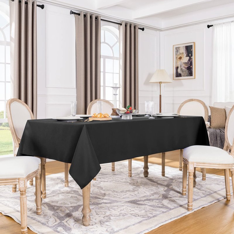 Softalker 60x102 Rectangle Tablecloth, Waterproof & Stain Resistant Table Cloths Wrinkle Free Fabric Washable Polyester Table Cover for Dining/Party/Outdoor/Wedding - Black