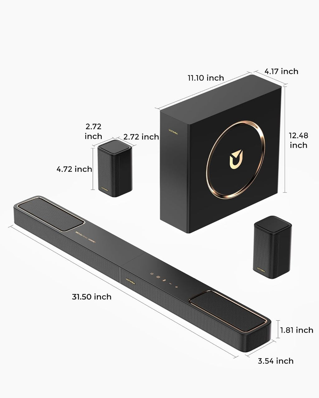 ULTIMEA 5.1.2ch Sound Bar - Dolby Atmos Surround Sound System for Smart TV | HDMI eARC, BT 5.4, 2025 Model