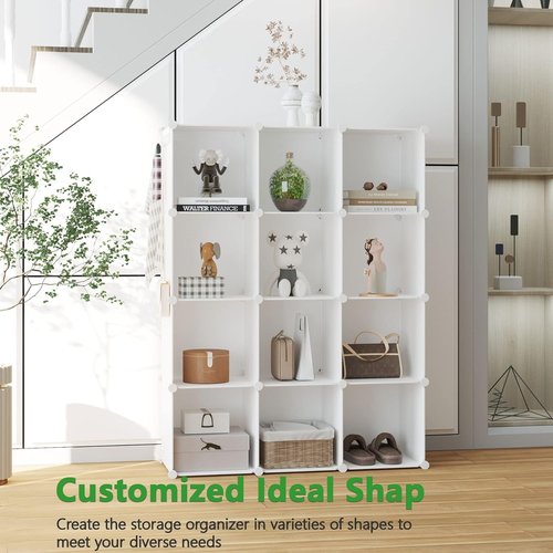 C&AHOME Cube Storage Organizer - 12-Cube Shelves for Bedroom, Living Room & Office | 36.6" L x 12.4" W x 48.4" H