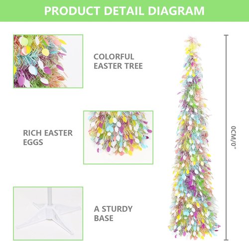 JIALEIXI 5ft Christmas Pencil Tree - Festive Egg Decorations for Home Party & Holiday Decor
