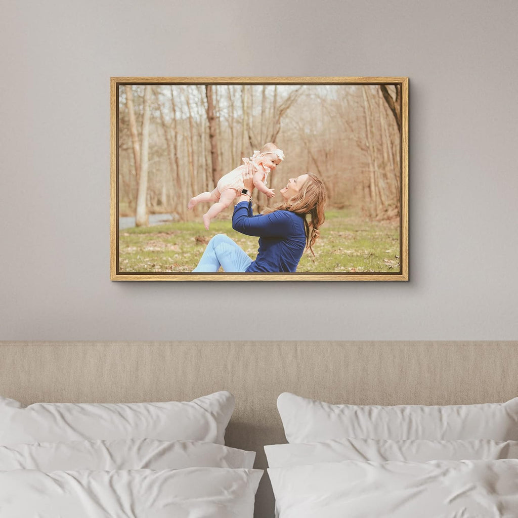 SIGNFORD Custom Canvas Prints - Personalized Wall Art with Family Photos | 16"x24", Natural Frame