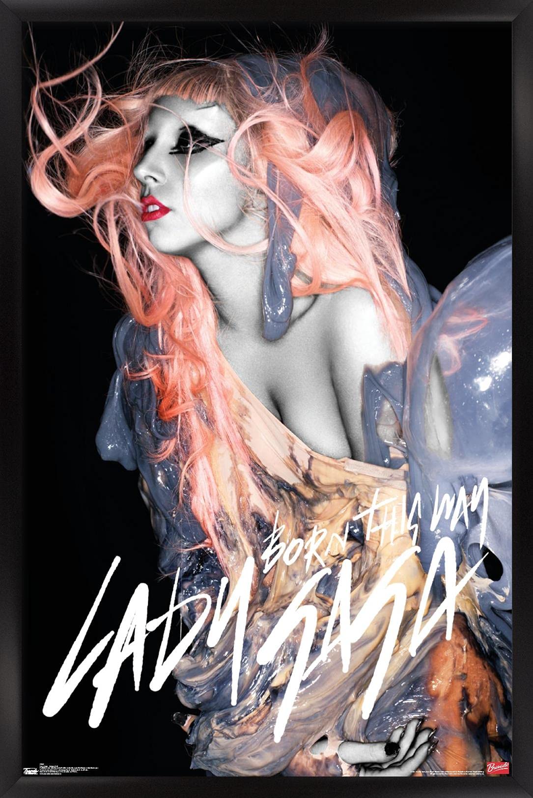 Trends International Lady Gaga - Orange Hair Wall Poster, 22.375" x 34", Black Framed Version