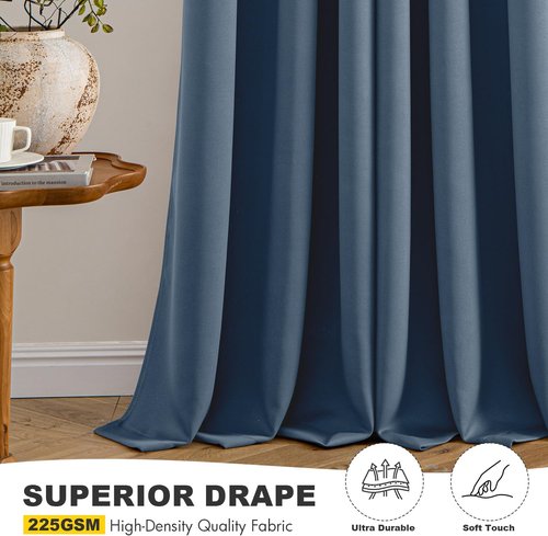 MIULEE Stone Blue Blackout Curtains - Thermal Insulated Room Darkening Drapes | 63 Inches Long, 2 Panels