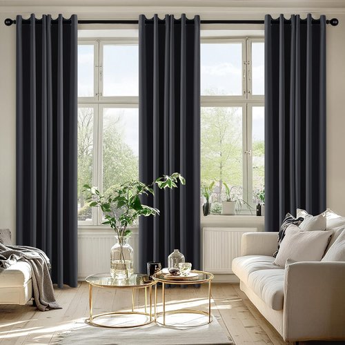 MIULEE Dark Grey Blackout Curtains - Thermal Insulated Room Darkening Drapes | 84 Inches Long, 2 Panels