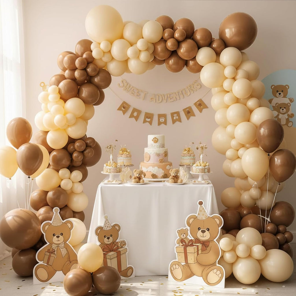 RUBFAC Brown Balloons - 129-Piece Latex Garland Kit | Boho Neutral Coffee Tan for Safari Baby Showers & Birthday Parties