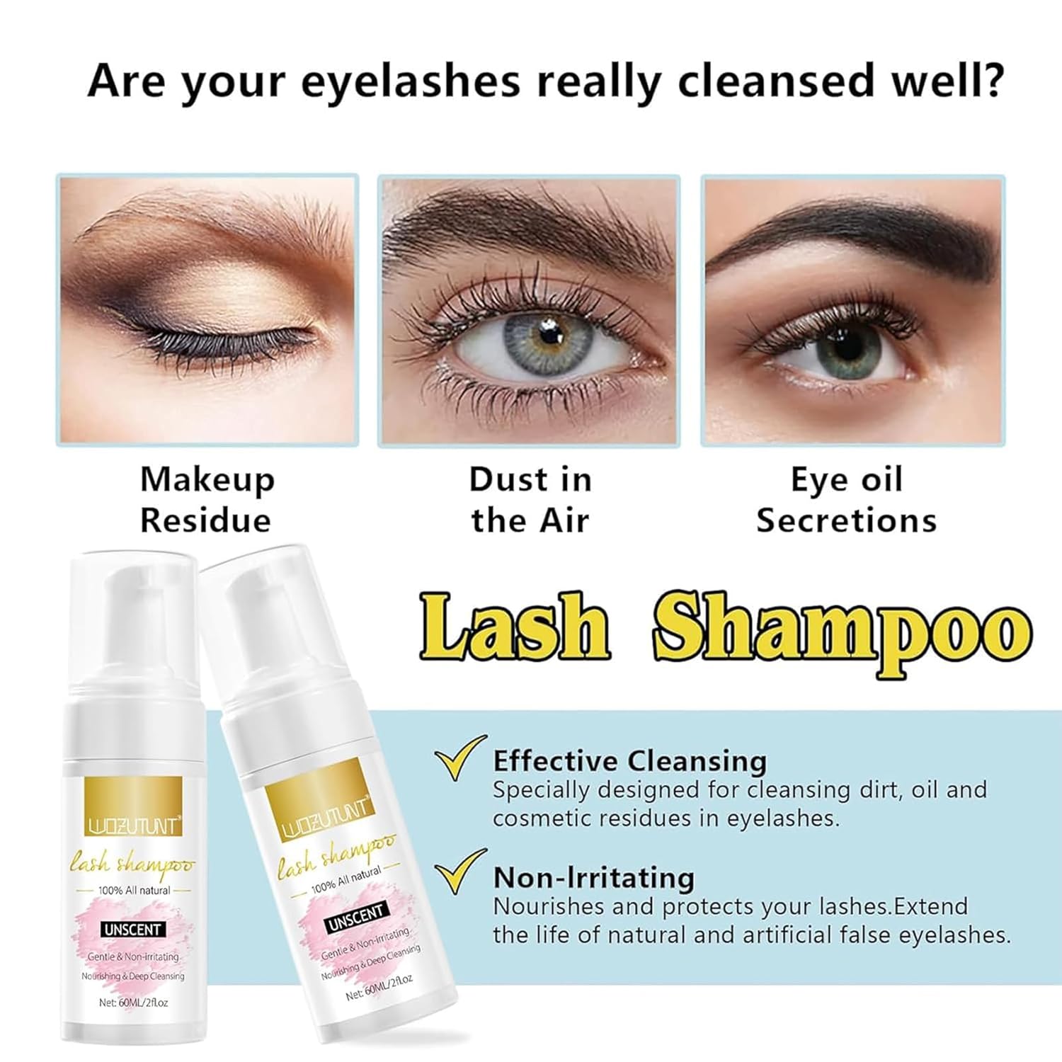 Skiennix Eyelash Extension Cleanser - Gentle Lash Mousse & Shampoo with USB Mini Portable Fan | Rechargeable Handheld Air Conditioner