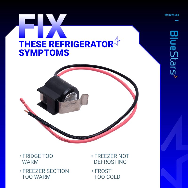 W10225581 Refrigerator Bimetal Defrost Thermostat by BlueStars - Compatible with Whirlpool Kenmore - Replaces WPW10225581 PS11750673 AP6017375 2188824 2321799 W10260437 - PACK OF 4