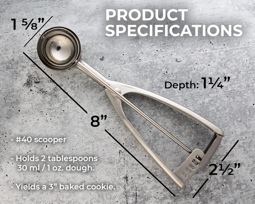 Saffron & Sage Stainless Steel Cookie Scoop - Heavy Duty 2 Tbsp Dough Scoop with Comfortable Handles | Rust Resistant & Dishwasher Safe