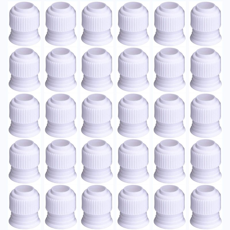 Shappy 30 Pieces Coupler Piping Bag Plastic Standard Couplers Cake Decorating Pipe Tip for Frosting Icing Nozzles (1.2 x 1 Inch)