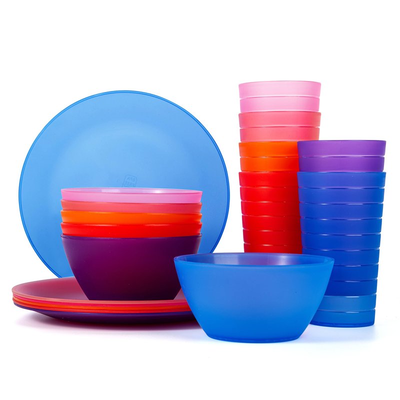 Plastic Dinnerware set, Unbreakable and Reusable Plastic Plate, Bowl and Tumbler | set of 18 Blue