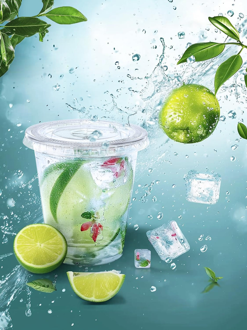 SHOPDAY 8 oz-Plastic-Cups-with-Lids - 150 Pack Disposable Clear Cup with Lids, Small Cup for Cold Drinks Smoothie Food, Coffee Cups with Lids