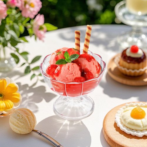 Mezchi Set of 12 Ice Cream Bowl Set, 8 Ounce Plastic Dessert Bowls, Clear Footed Dessert Cups, Ice Cream Cups Bowls for Sundae, Milkshakes, Parfait, Pudding, Fruit